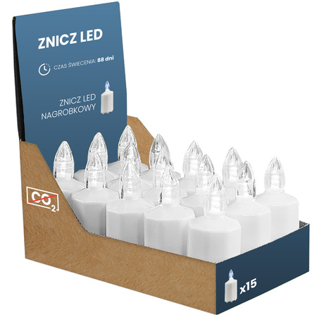 Sada 15x náplň do elektrickej sviečky LED + 30 batérií R6 biela