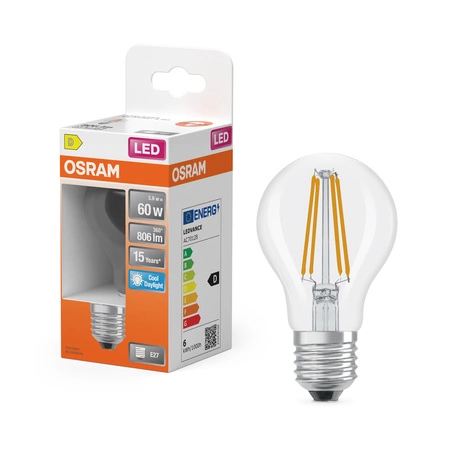LED žiarovka E27 A60 5,9W = 60W 806lm 6500K studená biela 300° Filament STAR CLASSIC Osram