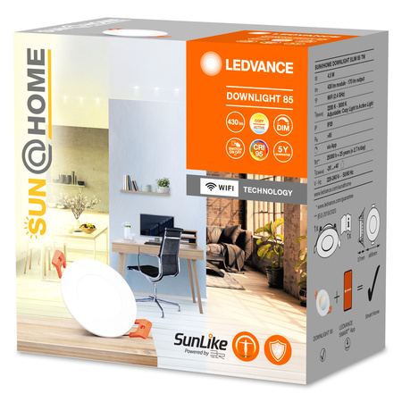 LED DOWNLIGHT stropné svietidlo 4,5W 170lm CCT 8,5cm Stmievateľné biele SMART+ WiFi Sun@Home Ledvance