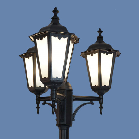 Záhradná lampa Vonkajšia tyčová lampa E27 Retro Classic OGMWN 3 195-295cm čierna Su-Ma