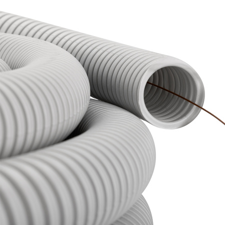 Vlnitá rúra RKGL 32mm 320N Peszel s pilotom na ochranu káblov 50m sivá AKS ZIELONKA