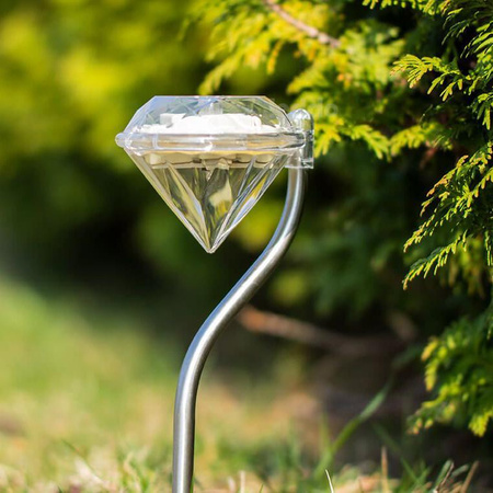 LED solárna záhradná lampa LED poháňaná vonkajšou dekoratívnou DIAMENT Chrome RGB