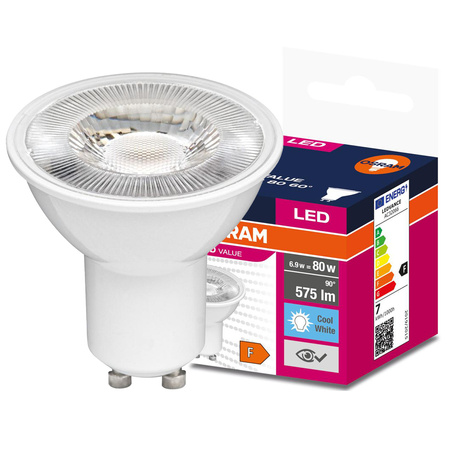 LED PAR16 reflektor GU10 6,9W = 80W 575lm 4000K, neutrálna biela 60° VALUE Osram