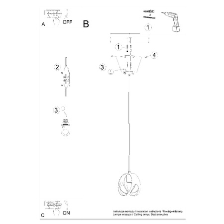 Stropné závesné svietidlo E27 sférické biele Moderné svietidlá Sollux