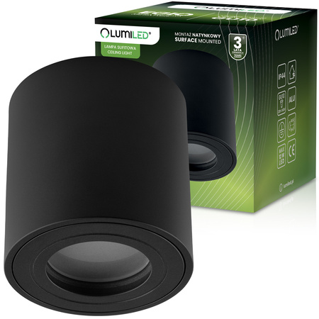 Stropné bodové svietidlo HALOGEN Tuba EGIO GU10 Round Black LUMILED na povrchovú montáž