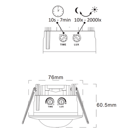 PIR senzor pohybu a súmraku 6m 120° pod omietku biely Sanico Goldlux