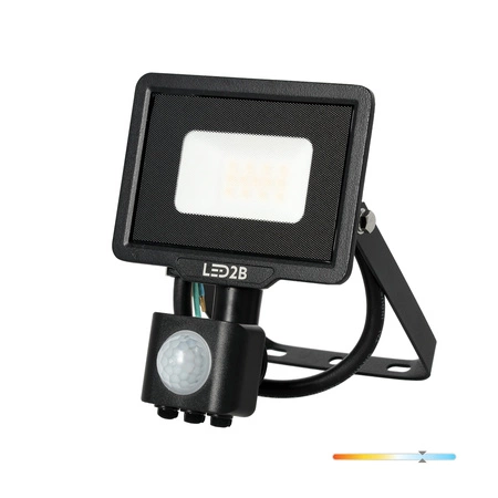 Vonkajší LED reflektor 10W 800lm 6500K studená biela 120° so senzorom pohybu a súmraku IP65 Black MHC Kobi