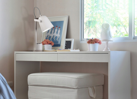 Stolná stolová lampa Školská kancelária Nočná lampa Nastaviteľná E27 Biela Raibo Kanlux