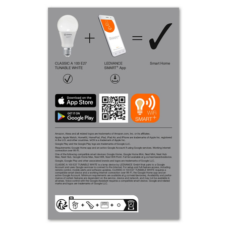 LED žiarovka E27 14W = 100W 1521lm CCT Stmievateľná SMART+ WiFi Classic Ledvance