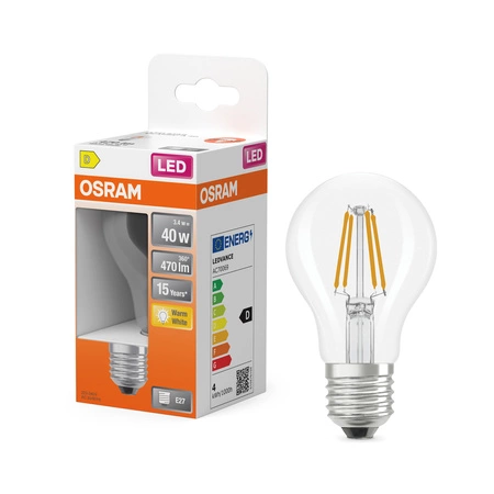 LED žiarovka E27 A60 3,4W = 40W 470lm 2700K teplá biela 300° Filament STAR CLASSIC Osram