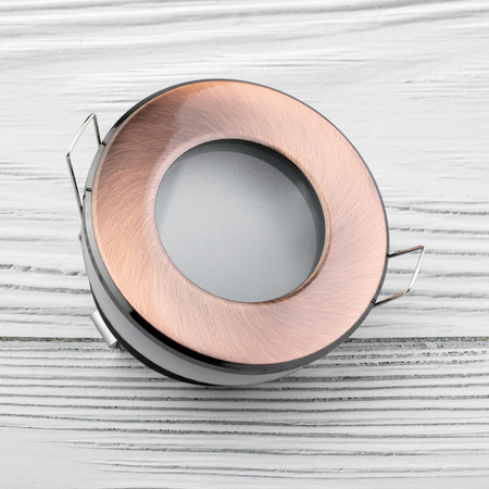 Halogénové svietidlo na zapustenú montáž Zapustené kruhové medené svietidlo AQUS + LED žiarovka GU10 5W 4000K neutrálna biela 120° Lumiled