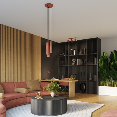 Tuba Spot 3x GU10 Ochre Red Carbon Deep Space SL.1633 Sollux Závesné stropné svietidlo