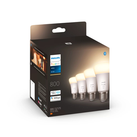 4x LED žiarovka E27 A60 9W = 60W 800lm 2700K teplá biela SMART Smart Bluetooth ZigBee White Philips HUE