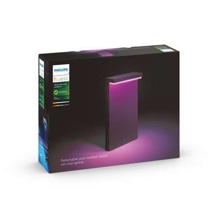 Záhradné svietidlo vonkajšie LED SLOW 40cm 13,6W 1020lm IP44 Biela a farebná Ambiance RGB + TW Black Smart SMART Zigbee Bluetooth Nyro Philips HUE