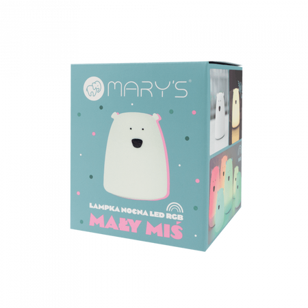 Detské LED nočné svetlo 3000K, teplá biela + Multicolour RGB Battery White MARY'S SMALL TEDdy Bear