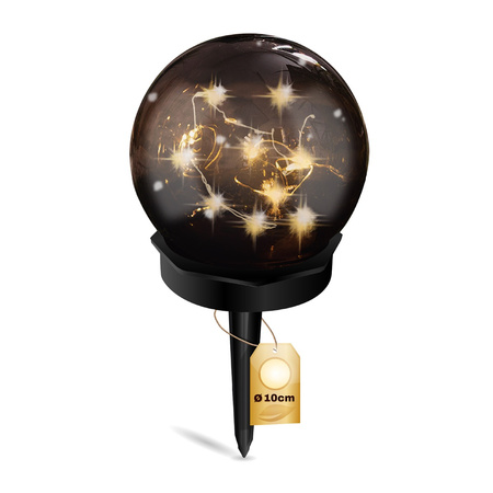 LED solárna záhradná lampa poháňaná dekoratívnou guľou 3000K IP44 10cm