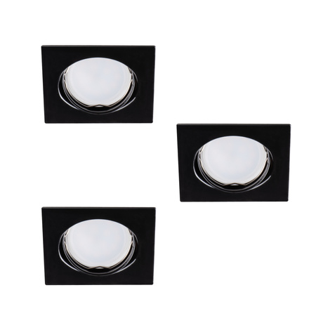Sada 3x LED svietidlo GU10 10W 3000K, teplá biela Square Black Tribis Kanlux