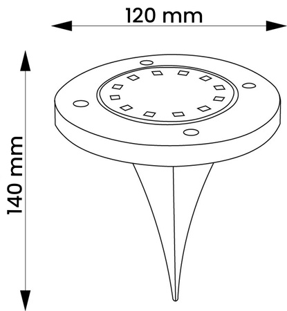 Sada 4 x 12x LED SOLAR DOGRUNT LAMP s krytím IP44