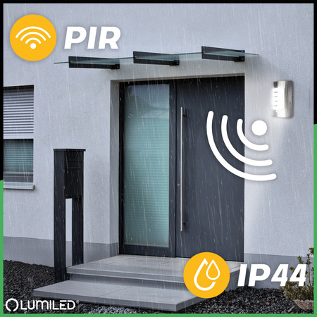 Vonkajšie nástenné svietidlo E27 NIGELLA so senzorom pohybu a súmraku