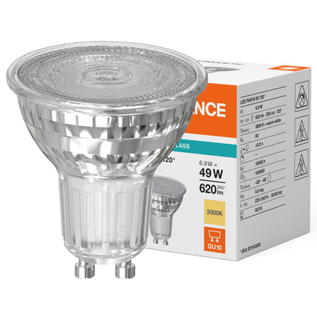 LED žiarovka GU10 PAR16 6,9W = 49W 620lm 3000K teplá biela 120° Ledvance