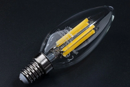 6x LED žiarovka B35 E14 7W = 60W 806lm 3000K, teplá biela 360° Filament LUMILED