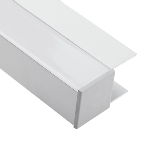 Hliníkový eloxovaný profil pre LED pásy KM48 Silver Povrch regálu 1 m + mliečne tienidlo + koncové krytky