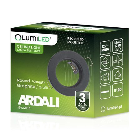 6x kruhové svietidlo LUMILED ARDALI Graphite MR16 GU10 na zapustenie