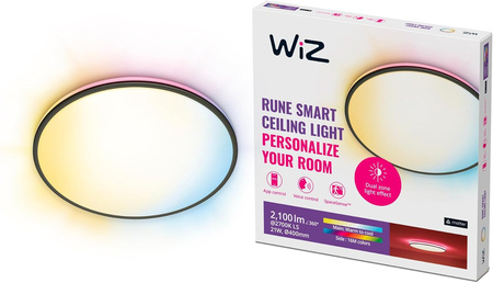 Plafond LED stropné svietidlo 21W 2100lm 2700-6500K RGB + TW 40cm čierne okrúhle Smart SMART WiFi Bluetooth App Rune WiZ