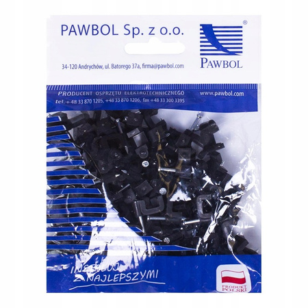 Plochý káblový úchyt FLOP KLIP YDYp2x1,5 7/5 čierny 100ks PAWBOL