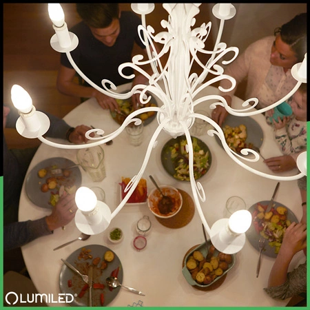 LED žiarovka E27 sviečka B35 8W = 65W 880lm 6500K studená biela 180° LUMILED