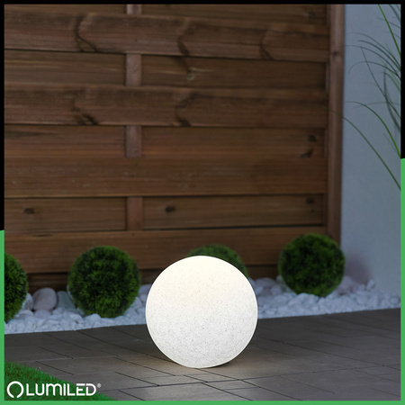 LED LUMIKULA 20cm E27 IP65 LUMILED Vonkajšia kamenná guľová záhradná lampa