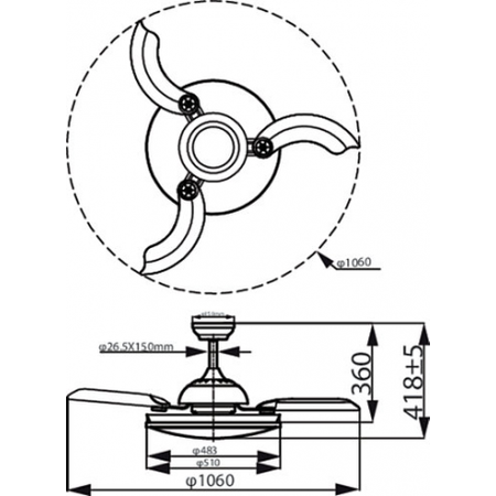 LED stropné svietidlo Plafond s ventilátorom ATLAS 28W + 35W CCT + diaľkové ovládanie Satin PHILIPS