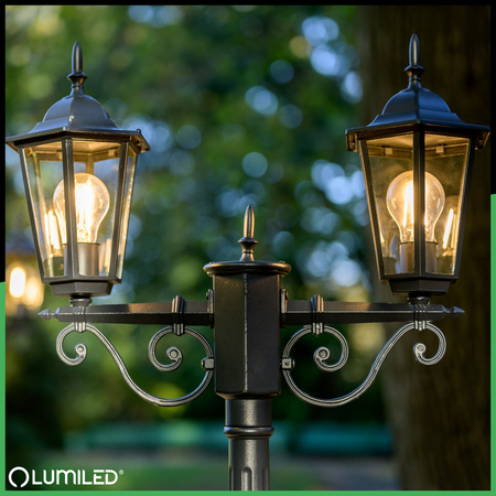 Záhradná stojaca LED lampa na stĺp 2m 2x E27 Vonkajšia dekoratívna lampa BELLIS LUMILED