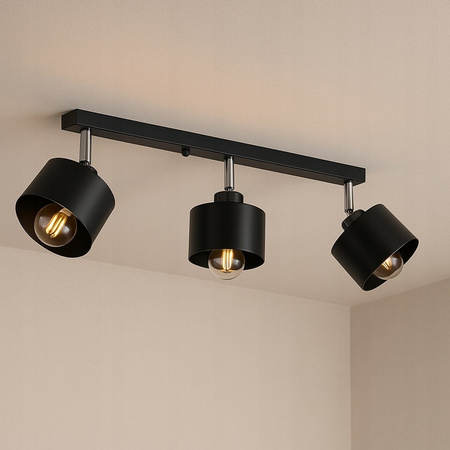 Bodové stropné svietidlo Tuba Reflektor Halogénové svietidlo 3x E27 Pohyblivé čierne Elza Masterled