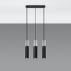 Stropné závesné svietidlo 3x GU10 Tubular Black Grey Modern Borigio Sollux