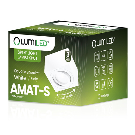 HALOGEN TUBE Spot Movable Square White 50mm + LED 7W 4000K AMAT-S LUMILED insert