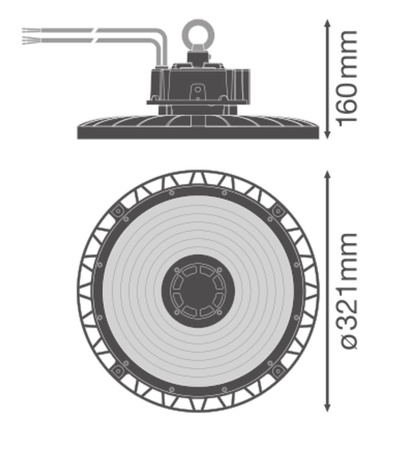 LED priemyselné svietidlo 150W 26250lm 6500K studené stmievateľné čierne IP66 IK10 High Bay Gen 5 Ledvance