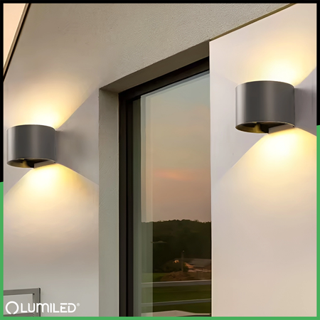 Záhradné nástenné svietidlo LED G9 nastaviteľné okrúhle hore dole grafitové PYXIS LUMILED