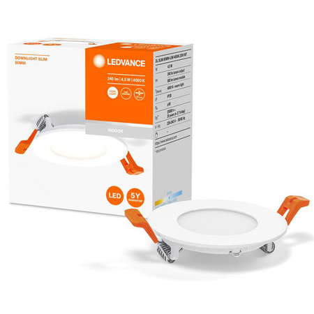 LED zapustené stropné zapustené bodové svietidlo 4,5 W 240 lm 4000 K, neutrálna biela biele svietidlo Slim Ledvance