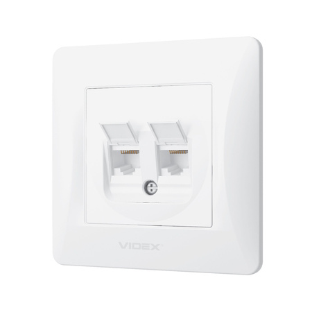 Dvojitá počítačová zásuvka RJ45 pod omietku biela BINERA VIDEX