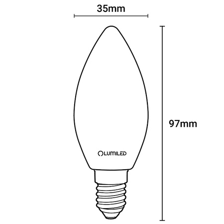 LED žiarovka E14 sviečka B35 7W = 60W 806lm 3000K teplá biela 360° FILAMENT LUMILED