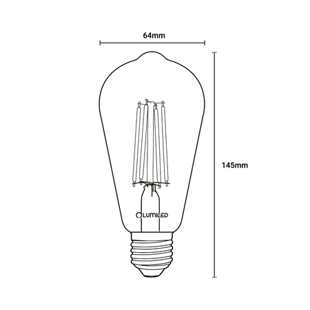 6x LED žárovka E27 Edison ST64 8W = 60W 880lm 4000K Neutrální 360° FILAMENTNÍ SVĚTLO