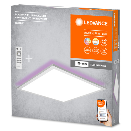 LED stropný panel Inteligentný 28W 2000lm CCT RGBW Stmievateľný diaľkové ovládanie 45cm biely SMART+ WiFi Ledvance
