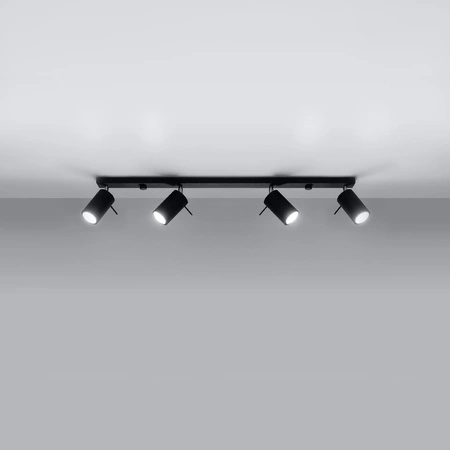 SPOT TUBA Povrchová montáž Reflektor 4x GU10 Pohyblivá trubica čierna Moderné kruhové stropné svietidlo Sollux