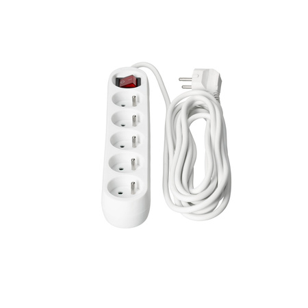 Predlžovací kábel Zástrčka 5x uzemnená zásuvka Power Strip On/Off Switch 5m White Linea Kobi
