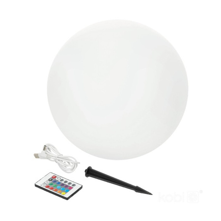 Solárna záhradná lampa LED 3000K + RGB riadená nadzemným okrasným guľovým hrotom 40 cm KOBI