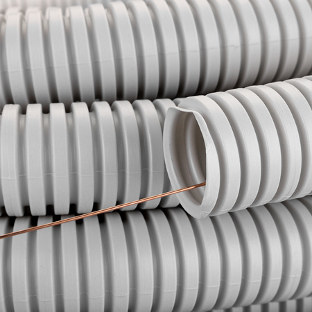 Vlnitá rúra RKGL 16mm 320N Peszel s pilotom na ochranu káblov 25m sivá AKS ZIELONKA