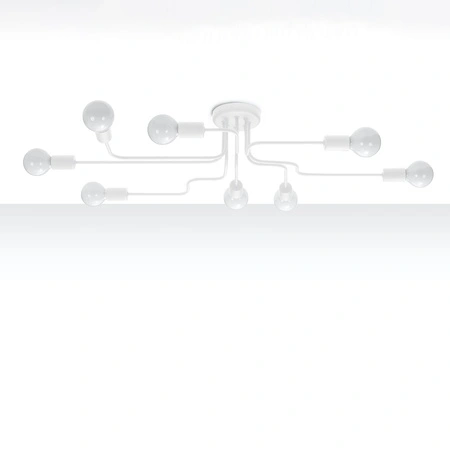 Stropné svietidlo Povrchová montáž Závesný luster 8x E27 Nepravidelný biely priemyselný vektor Sollux