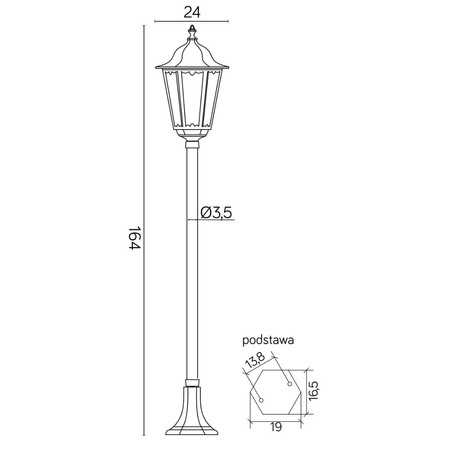 Záhradná lampa Vonkajšia stĺpová lampa E27 Retro Classic K 5002/1 164cm čierna Su-Ma