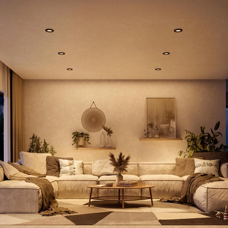 3x LED GU10 zapustená zapustená montáž pevná hliníková guľatá čierna Peridot Philips